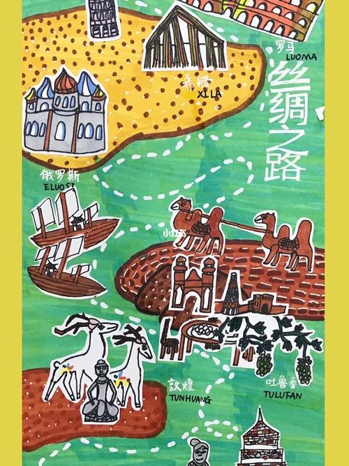 创意美术96《丝绸之路》_美术_风景_丝绸_少儿创意美术_文化_绘画