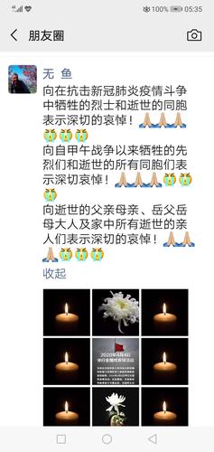 微信朋友圈悼念亲人,烈士,同胞!
