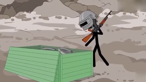 火柴人玩绝地求生,天降坦克直接砸头上,惨不忍睹!