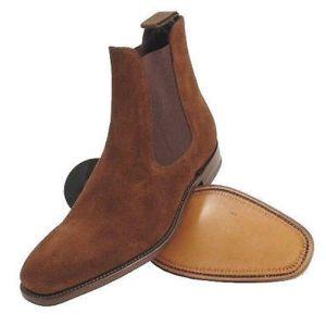 handmade mens brown chelsea suede leather boot shoe