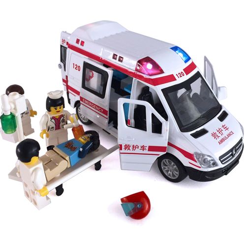 警车110 救护车小汽车模型男孩玩具车合金 120 儿童仿真 送人偶