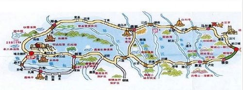 公路里程:川藏南线:成都152km雅安214km康定270km理塘205km巴塘105km