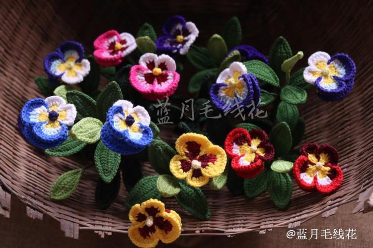蓝月家毛线花之第②号中粗花心线 空心棉线 用针1.6mm