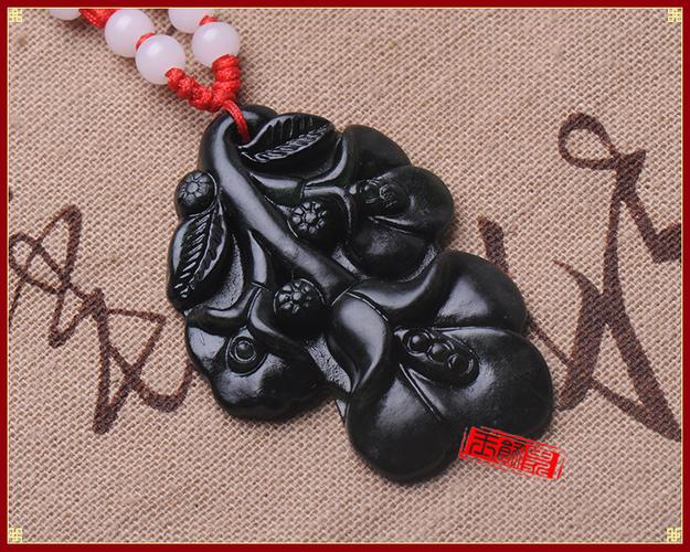厂价直销天然黑墨玉花吊坠批发 玉石挂件 时尚美观大方
