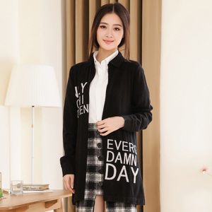 秋冬装新款外搭女羊绒开衫毛衣外套中长款字母羊毛衫针织衫翻领