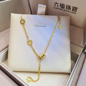 六福珠宝新款光影金系列项链小蛮腰ab款黄金套链计价女ing足金