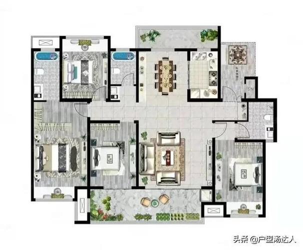 最实用的165平方米四房户型
