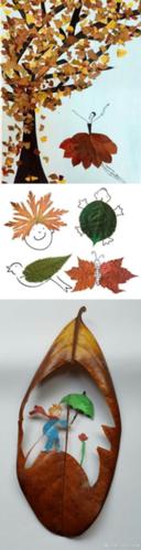 分享一波趣味树叶画,有孩子的赶紧收藏