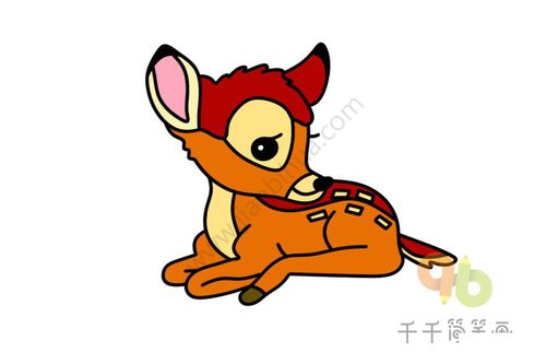 小鹿斑比呆萌的斑比简笔涂色画