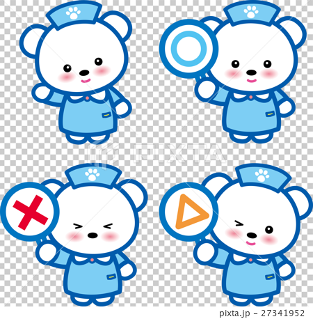 插图素材: 动物护士可爱动物护士沙熊×△足迹
