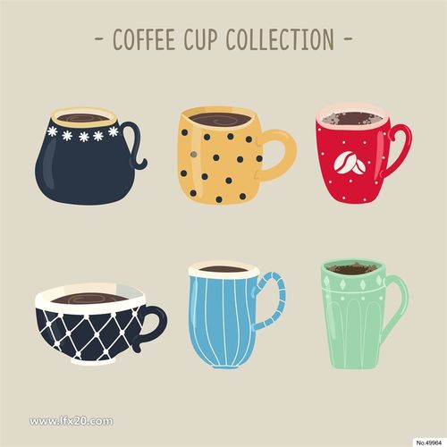 咖啡杯杯子纸杯coffee手绘插画茶杯插图eps矢量素材