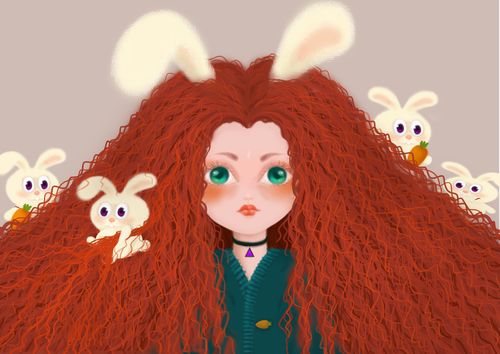 爆炸头少女与兔兔