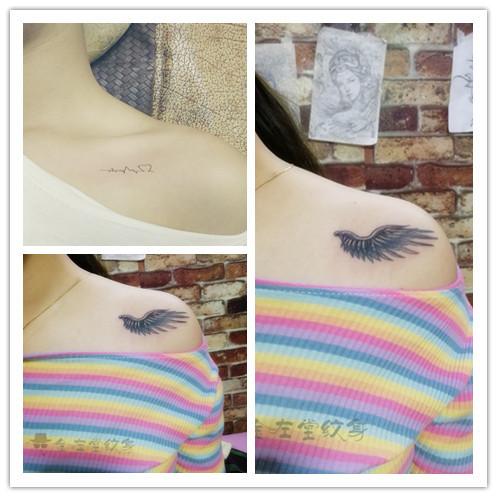 翅膀纹身小清新#美女 喜欢锁骨纹身 #金左堂纹身 约