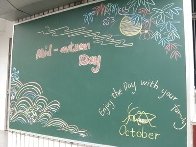 国庆节黑板报粉笔画