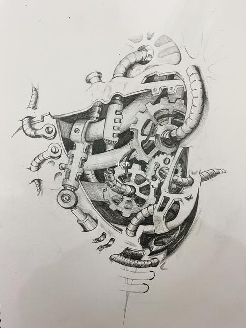 素描|机械臂纹身_机械_纹身_素描_有间画室自由行热门