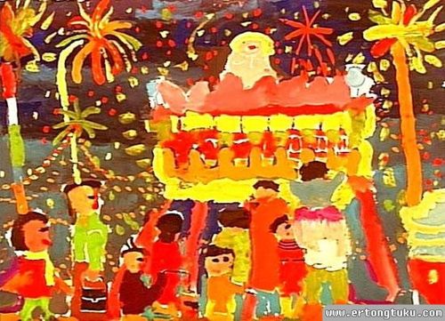 儿童水粉画-新年快乐