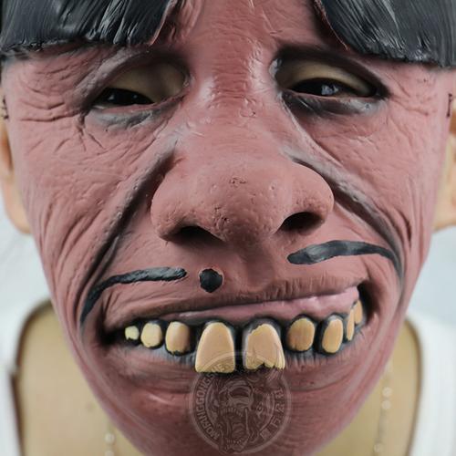 乳胶恐怖搞怪鬼头套 万圣节整人演出道具 龅牙汉奸人脸面俱