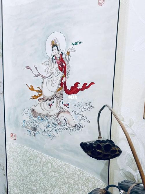 乘鱼观音像_星座_兴趣爱好_绘画