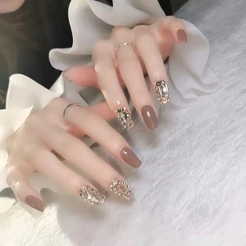 新款 手工光疗美甲片成品 网红小红书同款镶钻甲片 穿戴甲 包邮