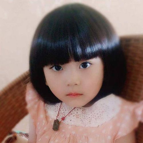 儿童假发女童bobo头女短发小女孩齐刘海波波头发套可爱宝宝全头套