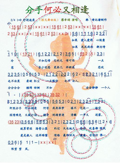 分手何必又相逢(探戈舞曲)【彩谱】_简谱_搜谱网