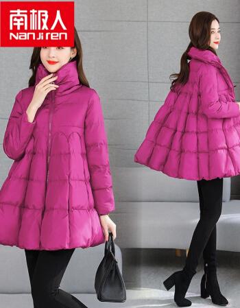 棉服女中长款冬季外套女士棉袄子年冬装新款a字棉服女中长款大摆收腰