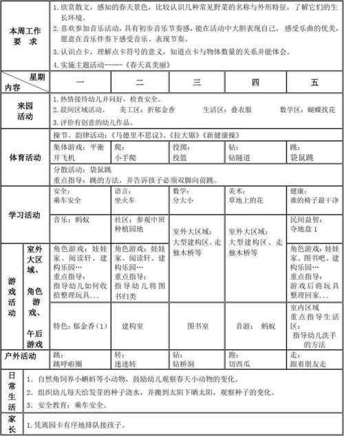 幼儿园中班下学期第9周 周工作计划与反思
