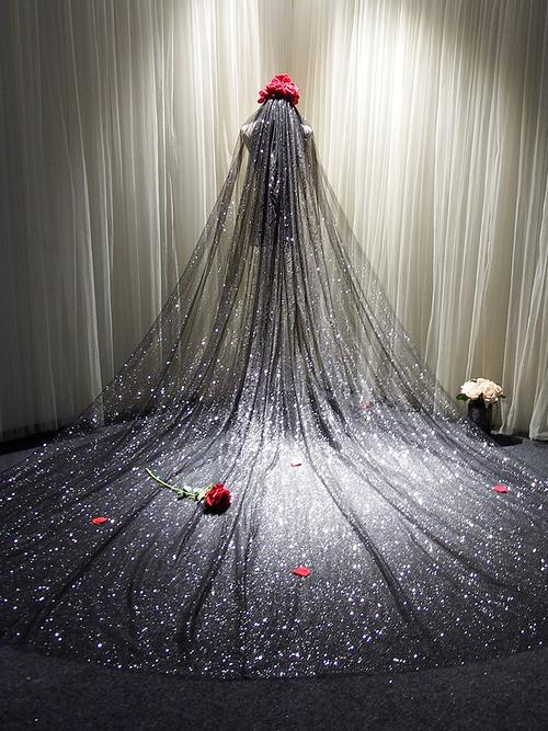 2020黑色新娘新款婚纱闪闪头饰