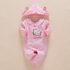 新生婴儿春装连体衣服春秋春季女宝宝四五个月女宝外出公主0一1岁