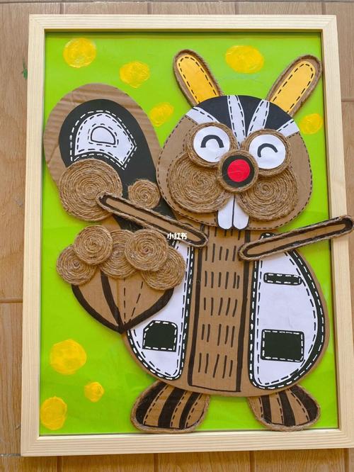 环创制作 纸皮木框画 麻绳77纸板_环创_麻绳_幼儿园