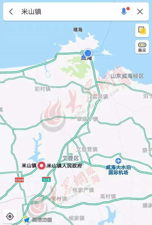 距离威海市中心约25公里▲临港区汪疃镇结果显示——通过高德地图
