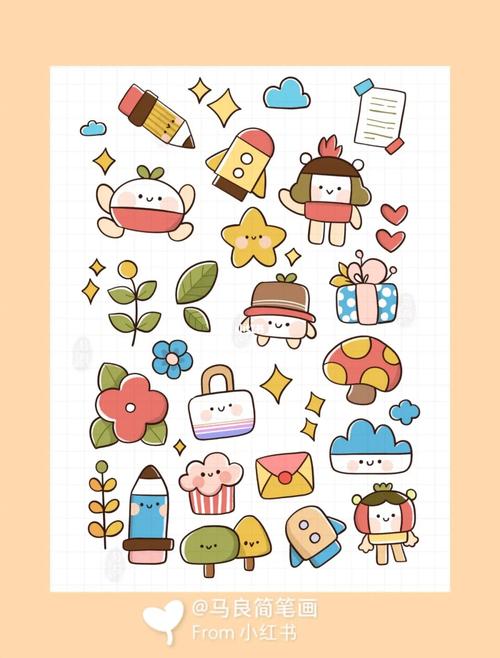 简笔画|可爱简单手帐素材小物件花铅笔萌物_简笔画_手帐_素材_萌物