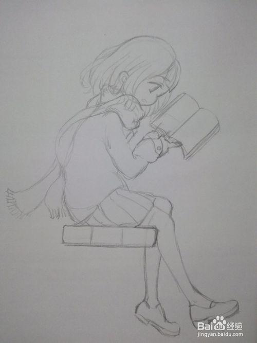 冬日坐在椅子上看书的动漫人物怎么画