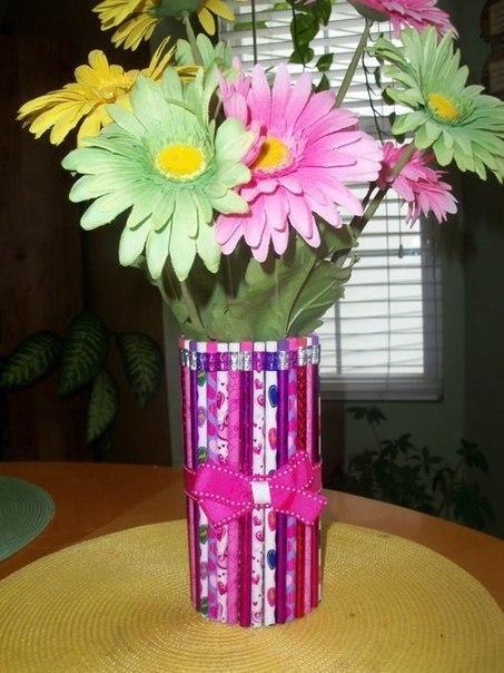 创意手工diy:把瓶罐废物利用,加上铅笔制作漂亮有个性的花瓶