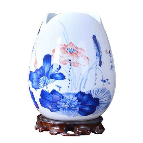 家居宝 花瓶 古典现代时尚客厅家居装饰工艺品摆件 手绘青花瓷 景德镇
