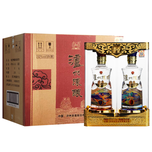 泸州老窖股份陈酿共赏高度白酒52度整箱475ml*2瓶/盒*3一箱礼盒装