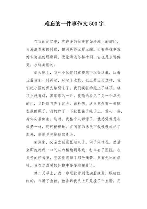 难忘的一件事作文500字