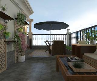 现代简约别墅装修露台效果图