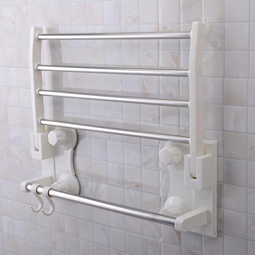 双庆强力吸盘浴室挂件毛巾架双层双杆卫生间毛巾挂架