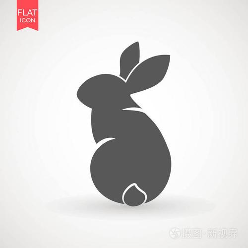 复活节兔子剪影在白色背景被隔绝了卡通矢量元素动物