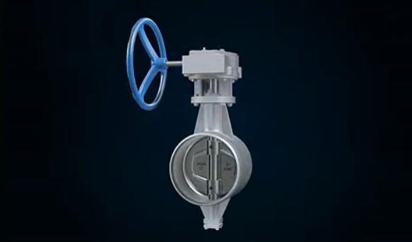 三维产品演示动画,介绍一款最新研制的三偏心金属密封蝶阀