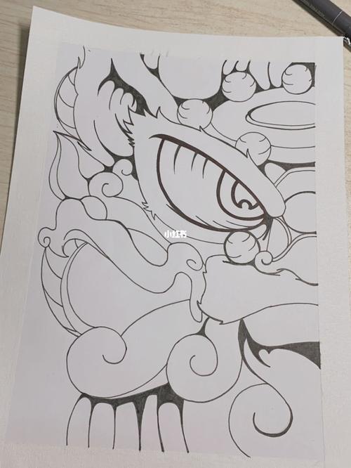 马克笔画/儿童画/线稿/舞狮0315_儿童画_马克笔画