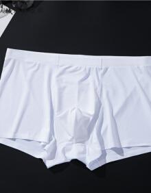 男士内裤男平角裤冰丝面料丝绸羊奶丝透气透明白色白 【冰丝】白色
