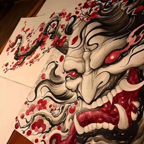 新传统手稿般若纹身图案