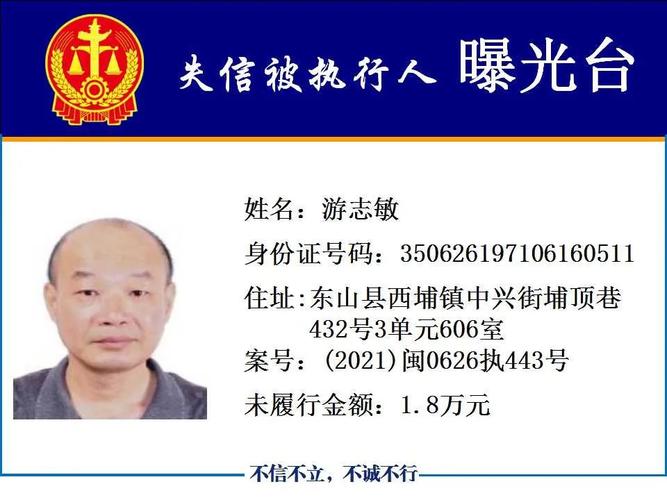 我为群众办实事东山法院公布第三十四期失信黑名单