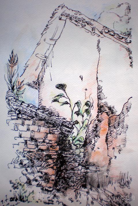 屏山彩铅钢笔写生