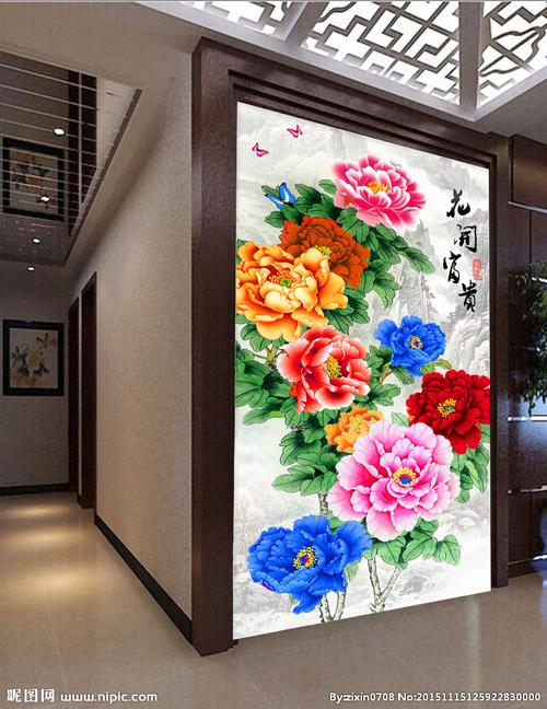 花开富贵牡丹图玄关装饰画图片
