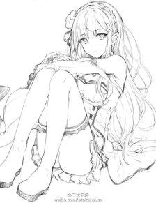 评论  从零开始的异世界生活 艾米莉亚 线稿 0 56 猗泽  发布到  绘画