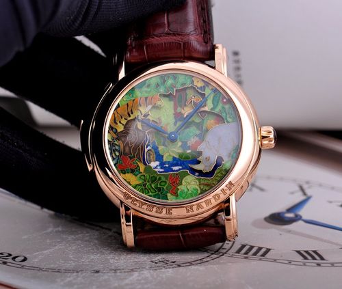 18k玫瑰金ulysse nardin 雅典 珐琅三问动偶 动物园 手动机械男表