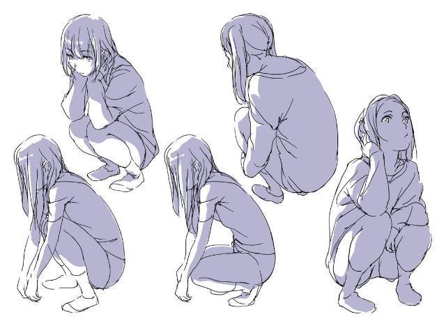人物下蹲姿势怎么画学会真的涨知识漫画蹲姿画法教程